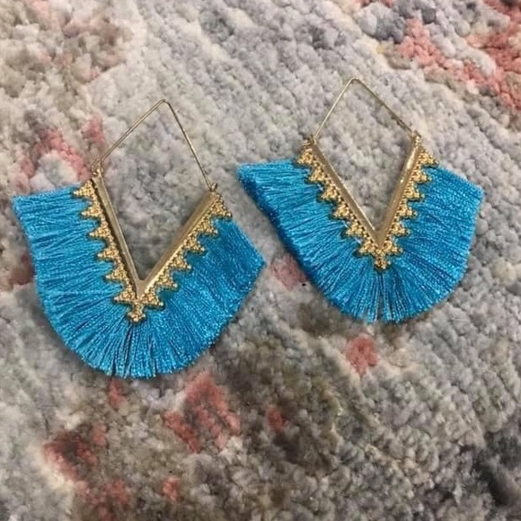 Jewelry - Boho Turquoise Fringe Earrings